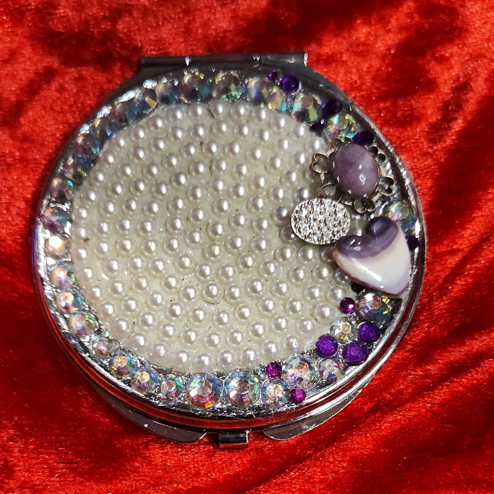 Pearl and Gemstone Compact Mirror